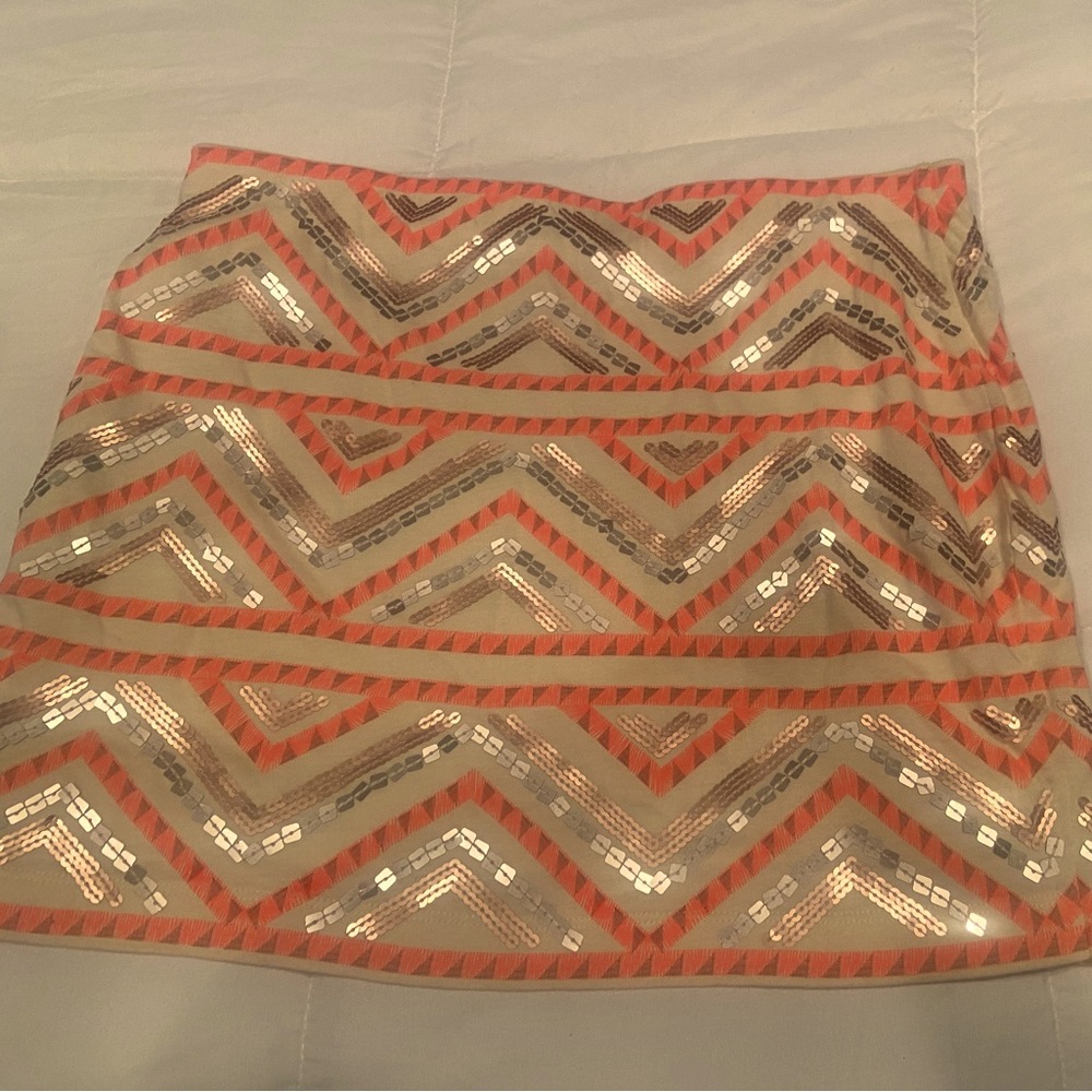 Express Hot Pink , Rose Gold & Silver Sequin Mini Skirt- fully lined